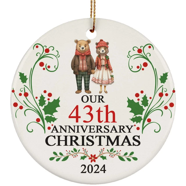 BEAR COUPLE OUR 43th Anniversary 2024 Ornament Gift 43 Years Christmas