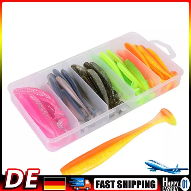 50pcs T Tail Soft Lures Artificial Fishing Bait for Freshwater (7cm 2.1g) Hot