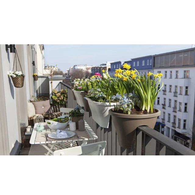3 x Hängetopf Balkon Geländer Blumentopf Hängetöpfe Garten Blumen Kräuter Topf 2
