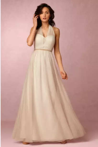 NEW BHLDN Jenny Yoo Annabelle dress Brown/nude convertible sz 4 strapless beige