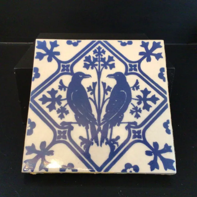 Stunning Ceramic Tile Blue White Birds Stoke on Trent 6” Square repro of Pugin
