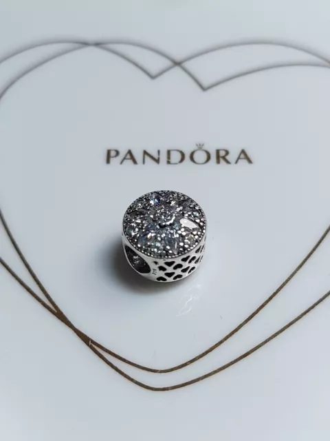 Genuine Pandora Silver Openworks Sparkly Flower clear CZ Charm S925 ALE