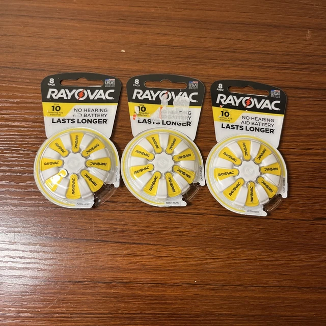Baterías para audífonos Rayovac talla 10 3-8 paquetes un total de 24 baterías