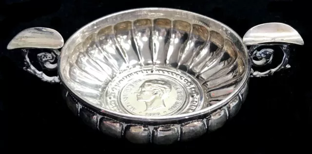 1878 Silver Spain 5 Pesetas Custom Coin Silver Spanish Cigar Ashtray 86.8 Grams