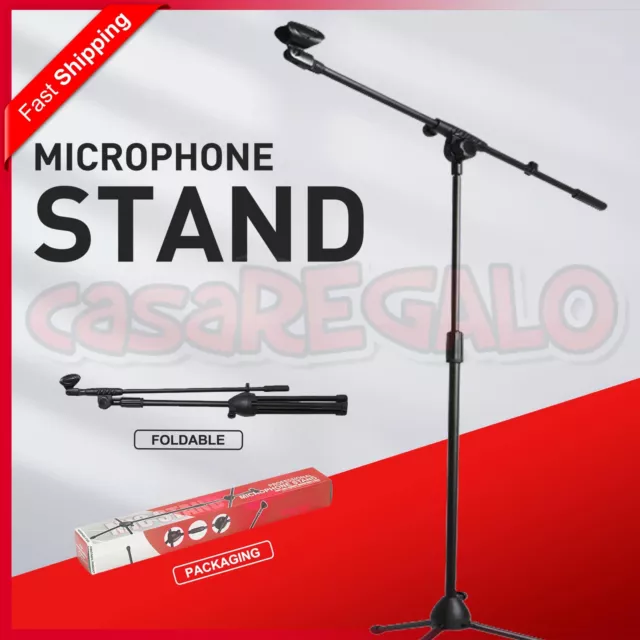 Telescopic Boom Microphone Stand Adjustable Mic Holder Tripod Music