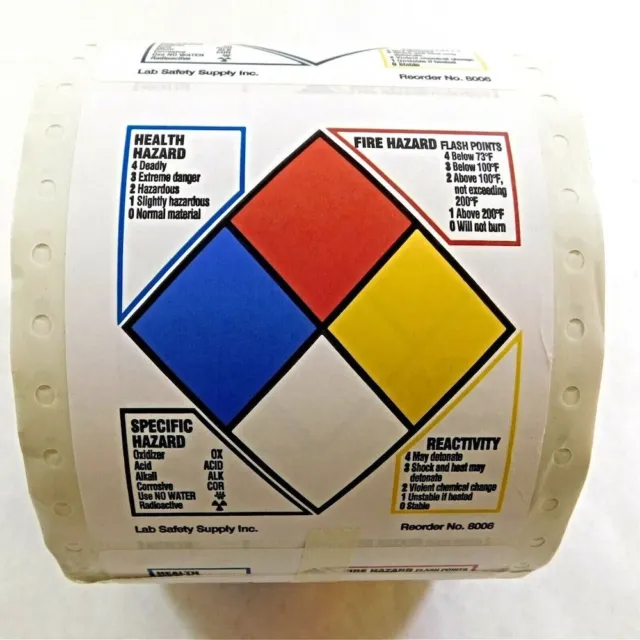 Brady 8006LS 3.875" x 0.0038" NFPA Hazard Rating Labels (Roll of 500 Labels)