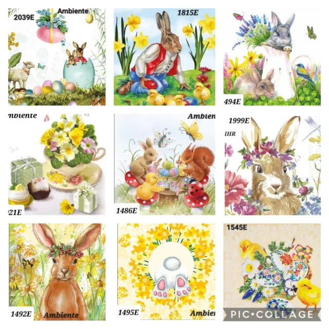 9 x Mixed Easter  table Paper Napkins,Decoupage/Craft/Vintage/Peter Rabbit/ art