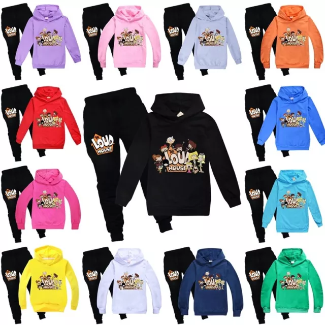 Popular children's LOUD HOUSE printed sportswear set, hooded shirt and pants set