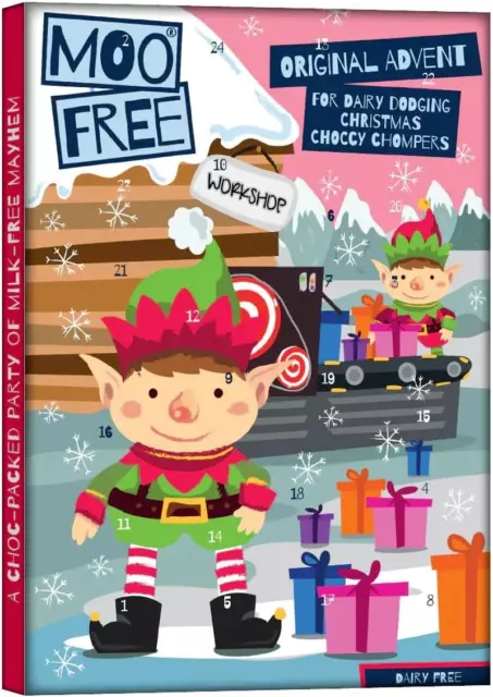 MOO FREE ADVENTSKALENDER Tagebuch glutenfrei Weihnachten Kinder Erwachsene Weihnachtsmann Geschenk Vega