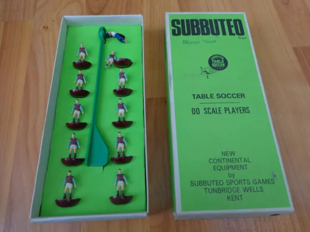 Vintage Subbuteo Hw Pesi Massimi Ref 7 West Ham / Aston Villa Squadra Completa In Scatola