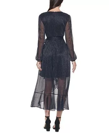Kensie Women's Ruffled Faux Wrap Dress Black Size 8 2
