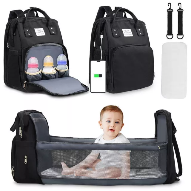 2in1 Baby Wickelrucksack Reise Kinderbett Wickeltasche Babytasche Bettfunktion