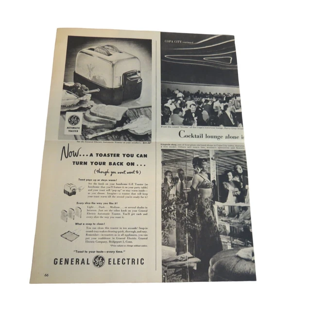 Now.. a toaster you can turn your back on General Electric Advertising Print Ad