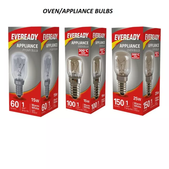 Appliance/Oven Bulb 300°C Cooker Lamp 15w 25w E14 SES Eveready/Status/Crmpton