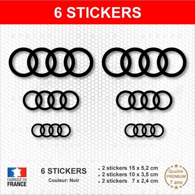 Stickers Audi Rings Black 6 Decals A1 A2 A3 A4 A5 Tuning
