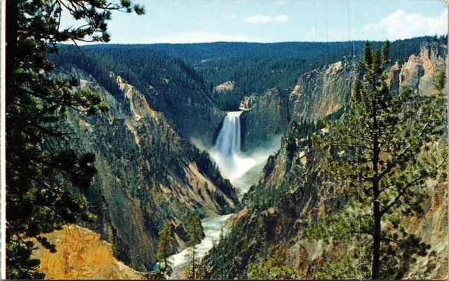 Grand Canyon Lower Falls Yellowstone National Park From Artist Point Postcard