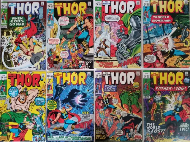 Mighty Thor 13 Marvel Comic Book Run Issues 180 through 192, 1970, 1971