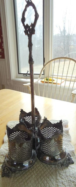 Mozelle Three Bottle Silver Plate Wine Decanter - Meriden