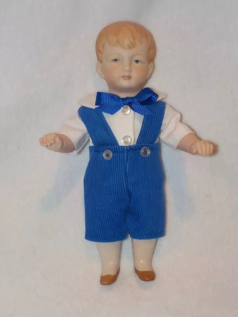 6.5" Artist Made All Bisque Little Boy Doll Dressed Cute