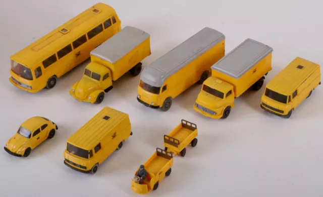 Original WIKING Konvolut 8 alte Postautos Post VW Käfer LKW Bus Mercedes