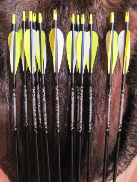 12 New Easton 400, (2117) Aluminum XX75 Gamegetter Feather Fletched Arrows