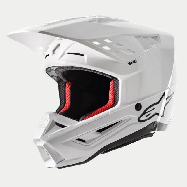 Alpinestars 2024 Supertech SM5 Solid White Gloss Motocross Helmet MX Quad Enduro