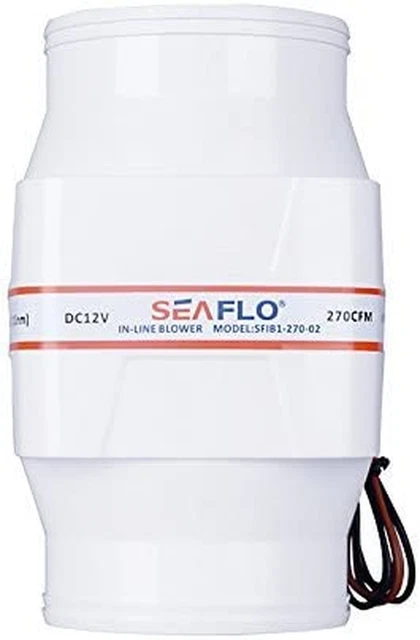 4" Electric In-Line Marine Bilge Air Blower 12V 270 CFM 456 CMH Quiet Boat White