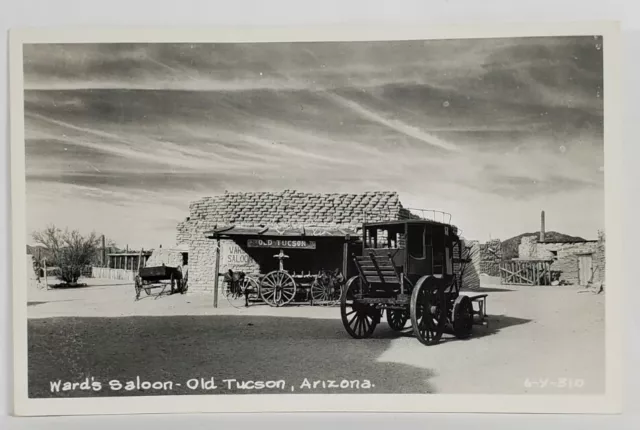 Old Tuscan Arizona Ward's Saloon Movie Set Amusement RPPC Postcard T14