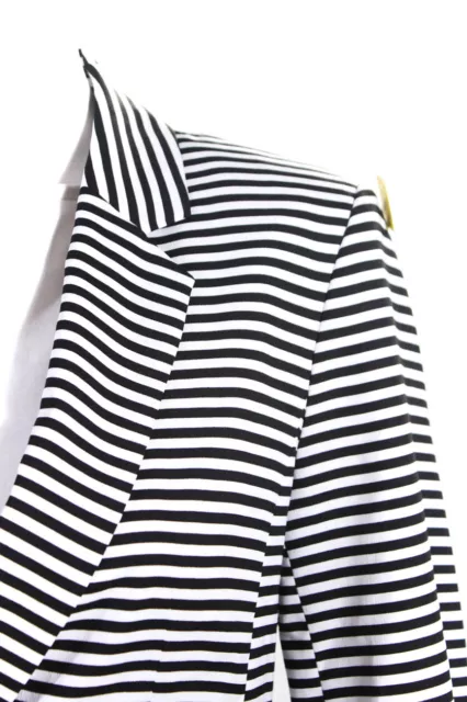 Calvin Klein Womens Single Button Striped Blazer Jacket Black White Size 4 2