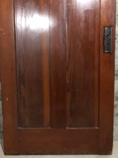 Antique Craftsman Interior Wood Stained Entry Door /w Red Glass & 8 Panes 34x82 8