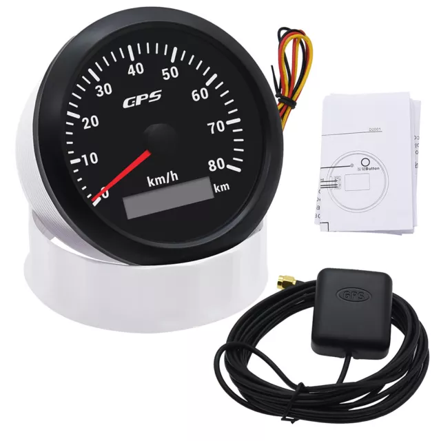 85mm 0-80km/h Digital GPS Tacho Geschwindigkeitsmesser für Auto Boot Motorrad