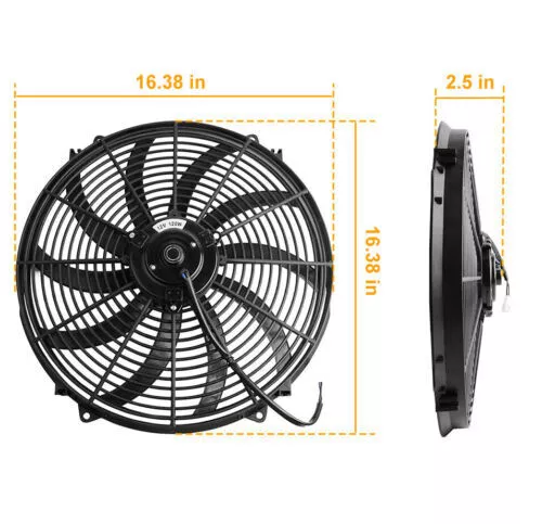 For Spal 16Inch Thermo Fan Skew Blade 12v Puller 3000CFM Low Profile New Extreme 3