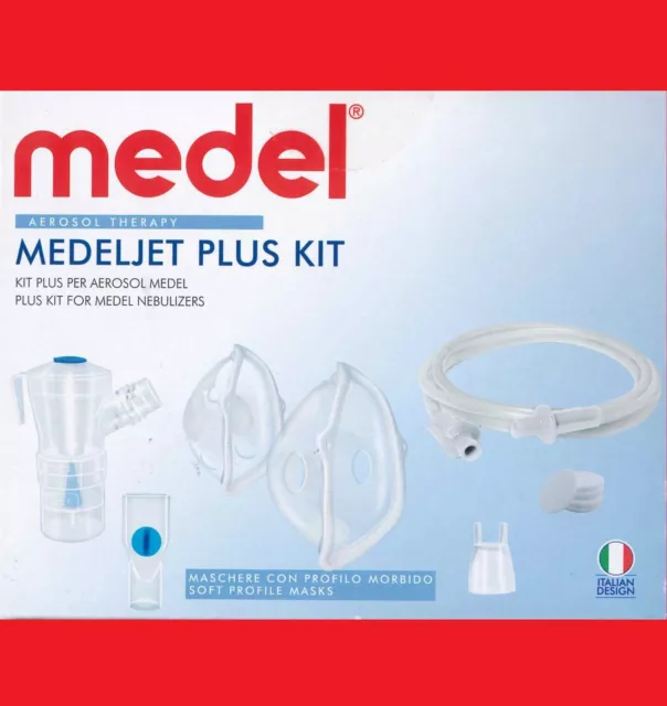 Medel Plus Kit ricambio aerosol nebulizzatore boccaglio forcella 2 maschere tubo
