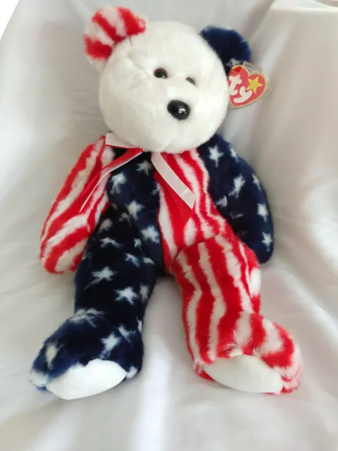 TY Beanie Baby Spangle American Bear 1999 Tags Soft Plush Cuddly Teddy Toy