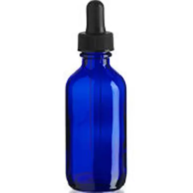 64 Pcs 4 oz [120ml] COBALT BLUE Boston Round Glass Bottle with Standard Dropper