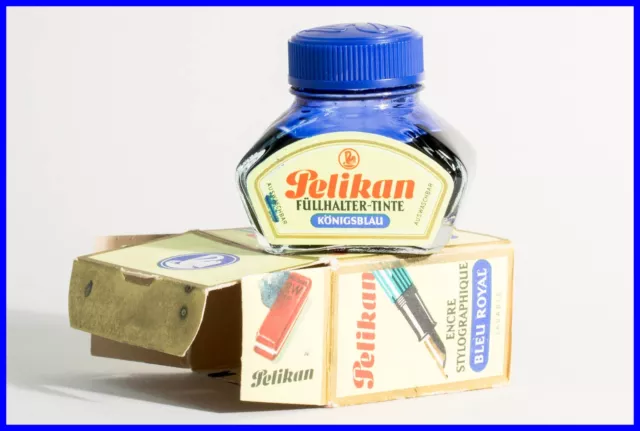 1960er PELIKAN '' Füllhalter-Tinte '' Königsblau" im Fass - drawing ink blau