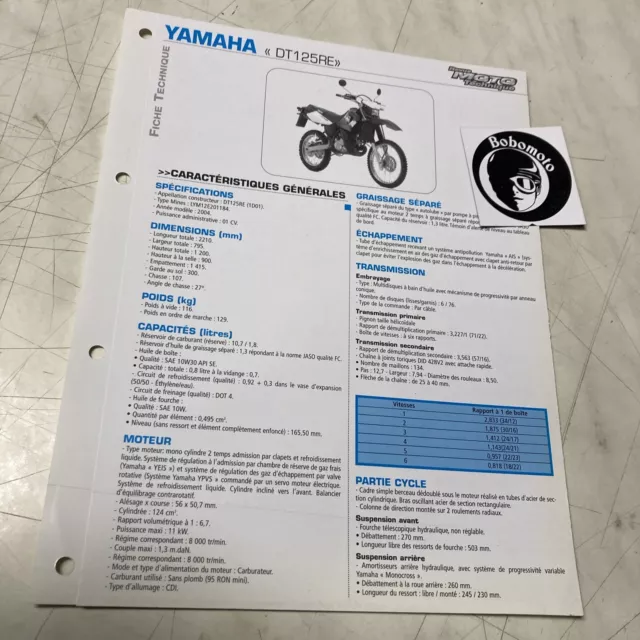Yamaha DT125RE 2004 125 Dtre Scheda Tecnica Motocicletta Sospensione Dtr E