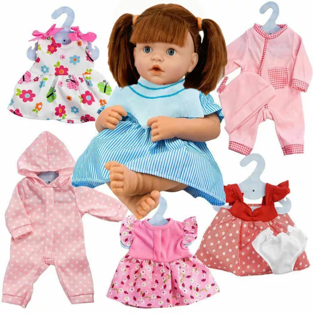 Set di 6 abiti bambola bambino per bambole 12-16" set vestiti tuta abito