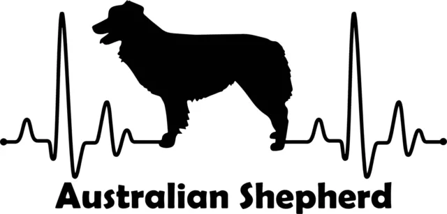 Autoaufkleber / Sticker /  Innen und Außen Herzschlag Australian Shepherd 01