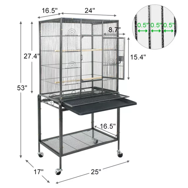 53" Large Play Top Bird Parrot Bird Cage Finch Cage Macaw Cockatoo Pet Supplies