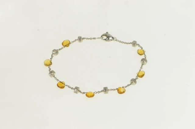 18K Marco Bicego Paradise Citrine Chain Designer Bracelet 6.75" White Gold *21