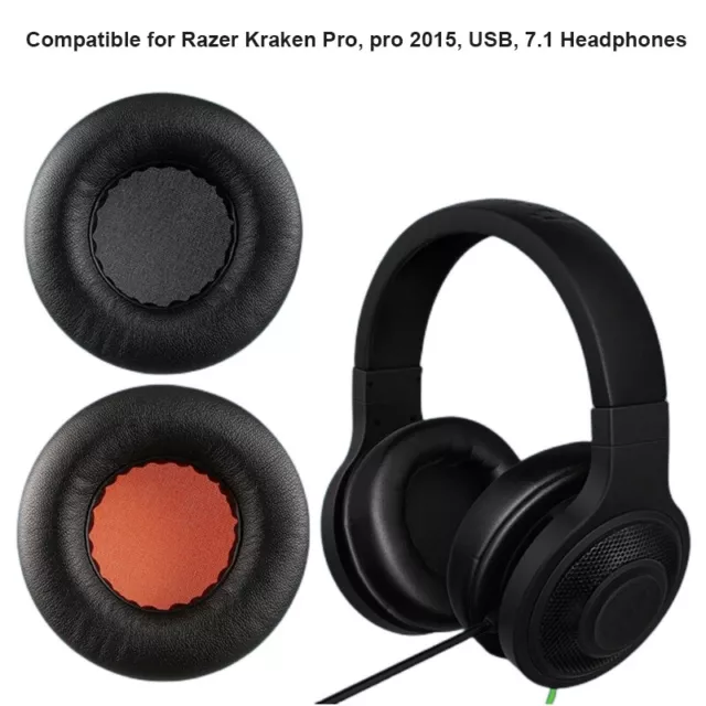 1 Pair Leather Ear Pads Fit for Razer Kraken Pro, Pro 2015, USB, 7.1 Headphones