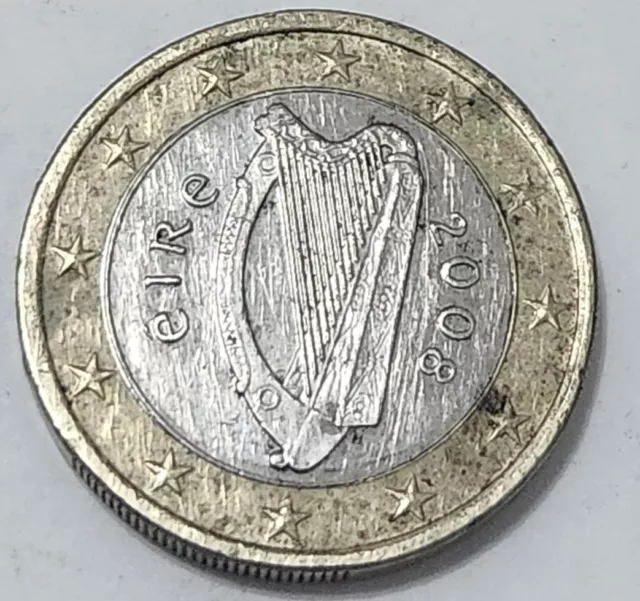 European Union (Ireland) 🇪🇺 / 🇮🇪 One (1) Euro Coin 2008 (Low Mintage)