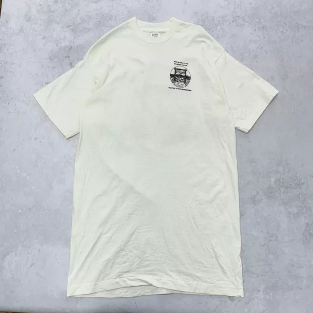 Vintage T Shirt Mens XL White Cream Single Stitch Graphic Print 90s USA FOTL