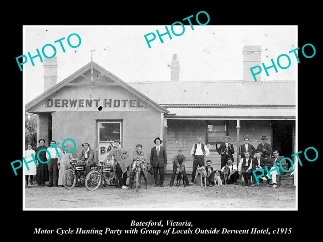 OLD HISTORIC PHOTO OF BATESFORD VICTORIA HUNTING PARTY AT DERWENT HOTEL c1915