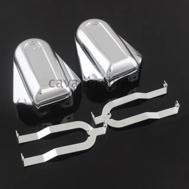 Pair Chrome Bar Shield Rear Axle Cover Swingarm Cap For Harley Softail Slim FLS