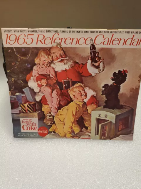 Vintage 1965 Coca-Cola Calendar Santa Reference