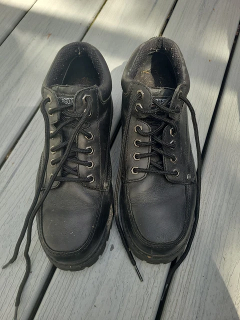 Vintage 90's Y2K Skechers Jammers Chunky Oxford Shoes Black Leather Men Size 8.5