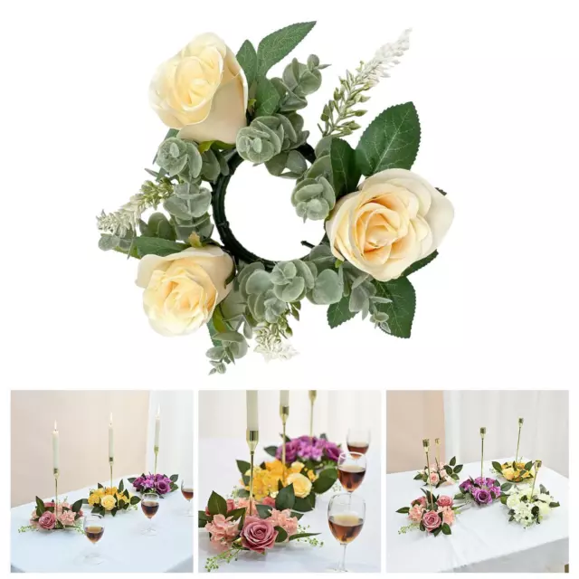 Candle Rings Wreaths Artificial Roses Candle Wreath Pillar Candle Rings for