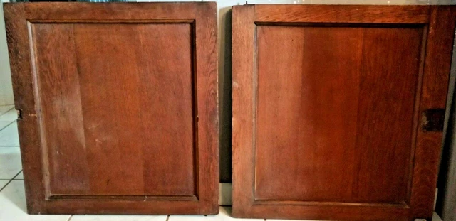 26" Pair French Antique Architectural Pillar Panel Door Solid Oak Wood 6